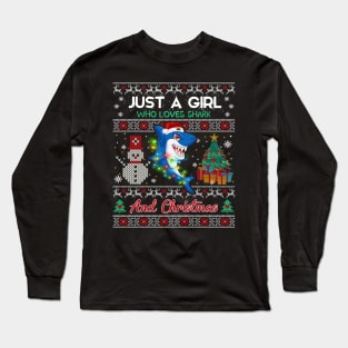 Just a girl who loves Shark and christmas Long Sleeve T-Shirt